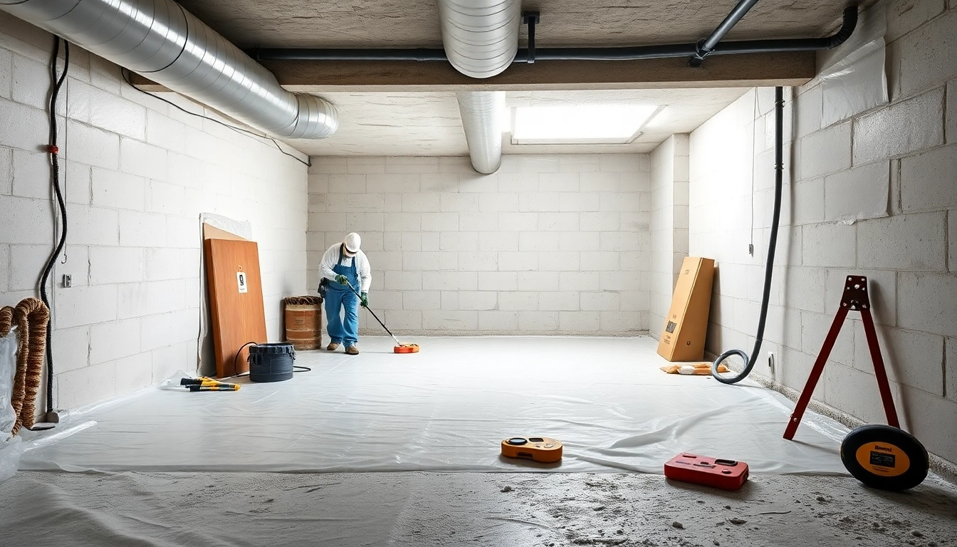 Crawl Space Restoration showcasing professionals transforming a damp area into a clean, organized environment.