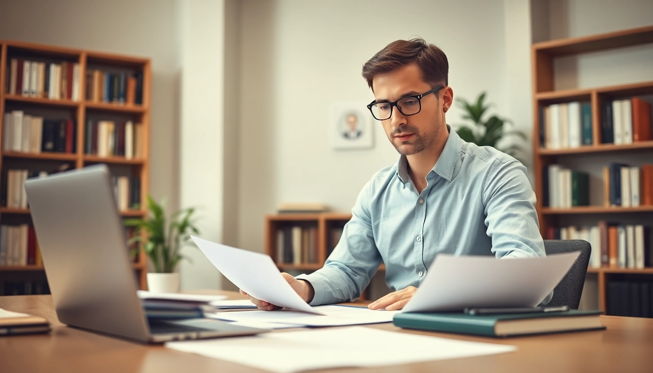 Captivating scene portraying grants and pre-post award compliance evaluation in a modern office.