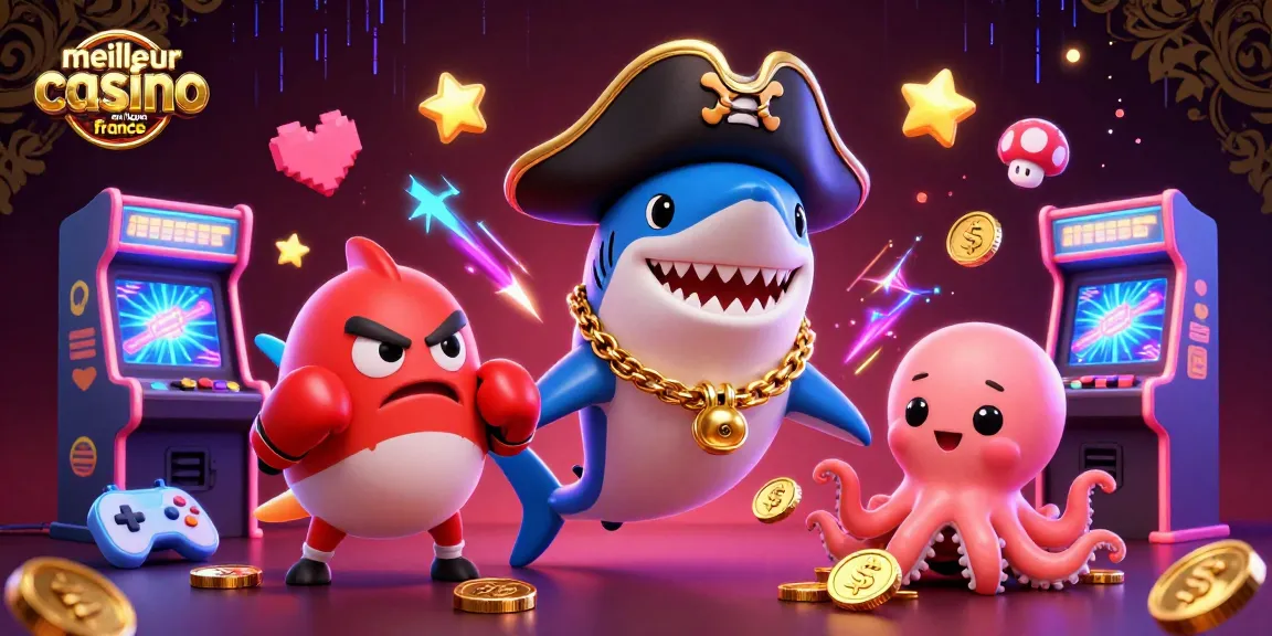 Découvrez le meilleur casino en ligne France avec des personnages marins dans une scène de jeu dynamique.