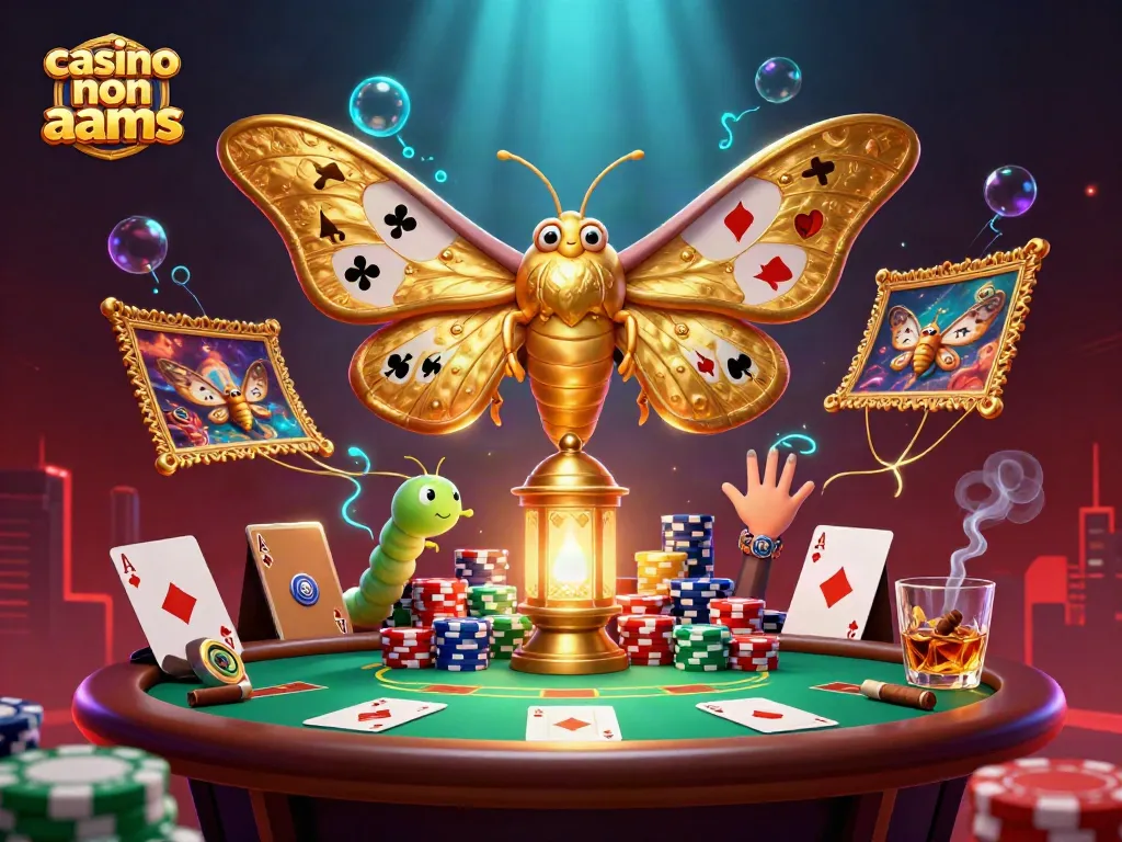 Crea un'esperienza avvincente nel casino non AAMS con una falena d'oro e tavoli da poker caratteristici.