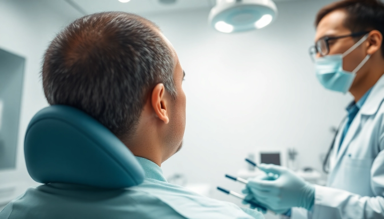 Patient receiving hair transplant consultation in Istanbul with professional care.