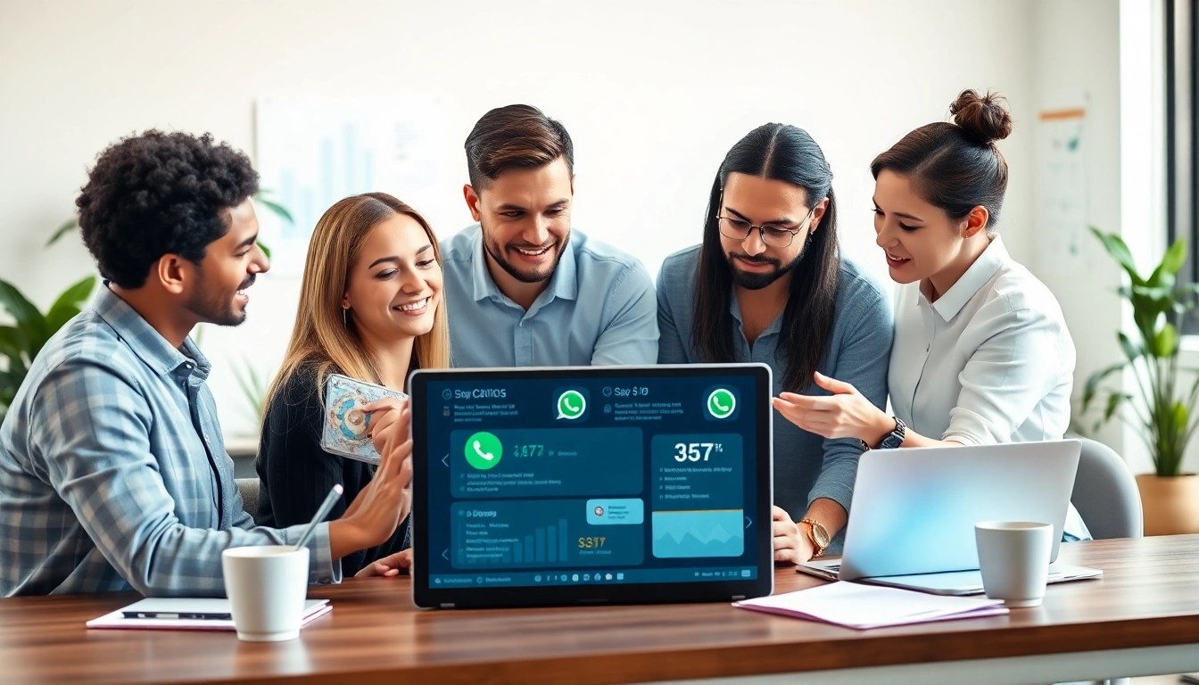 Showcasing WhatsApp Smart CRM features in a modern office collaboration setting.