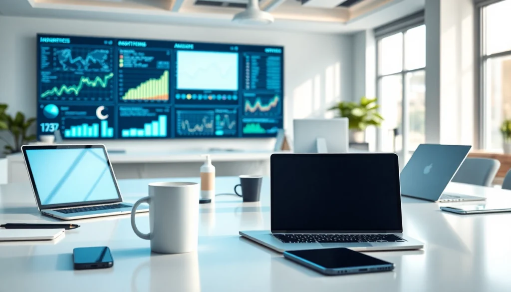 Showcasing Technology in a modern workspace with innovative gadgets and natural lighting.