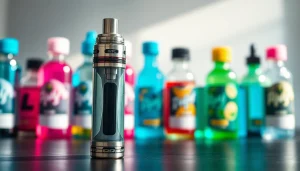 Vape ohne nikotin mit modernem Design und farbenfrohen E-Liquiden, die eine entspannte Atmosphere schaffen.
