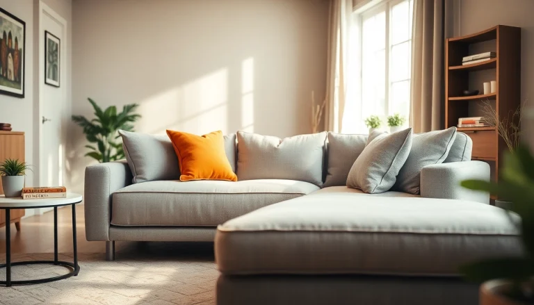 Explore a stylish sofa bed in a cozy living room, highlighting modern design and comfort.