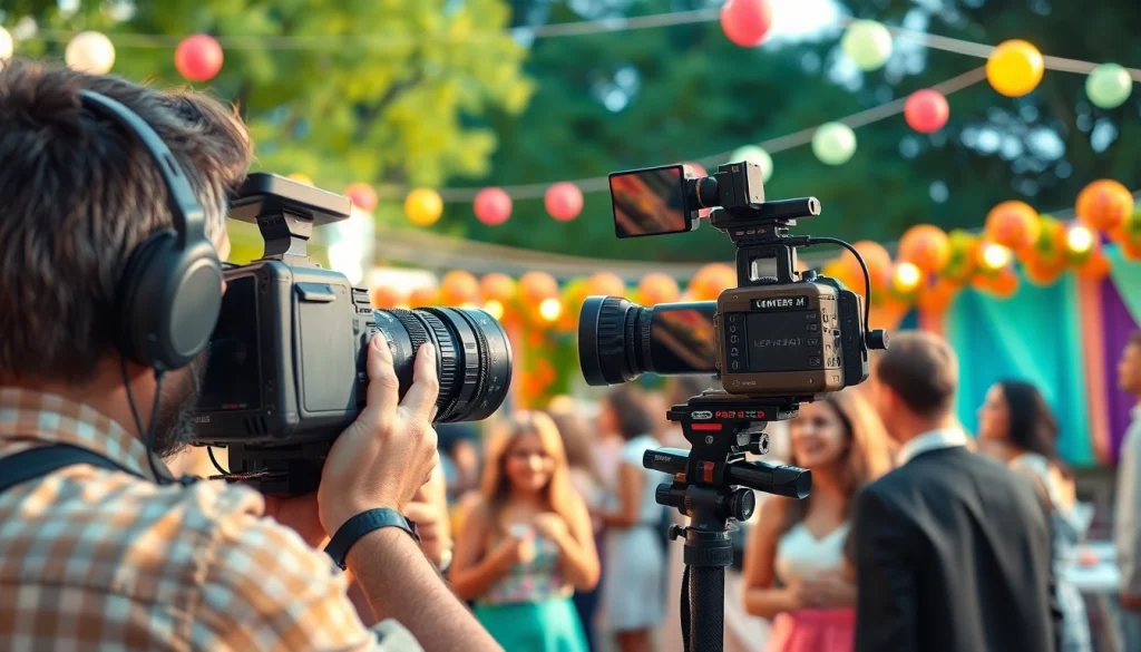 Capturing lively moments in event videography at a colorful outdoor celebration.