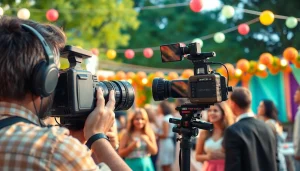 Capturing lively moments in event videography at a colorful outdoor celebration.