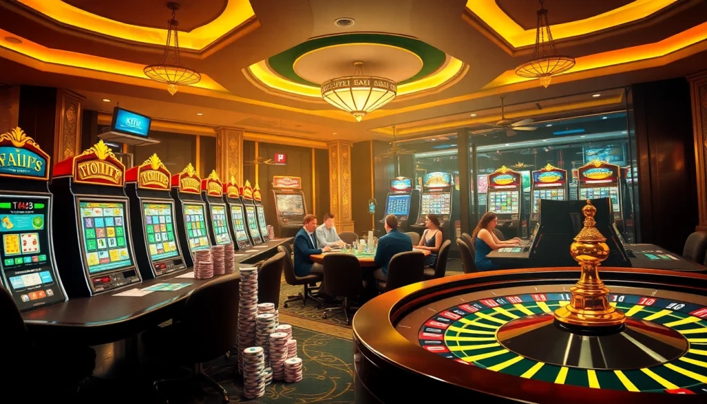 Discover the dynamic world of KJC AC 3, featuring a lively casino atmosphere with tables, cards, and machines.