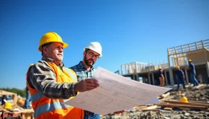 New Jersey General Contractor overseeing a construction site with a diverse crew working actively.
