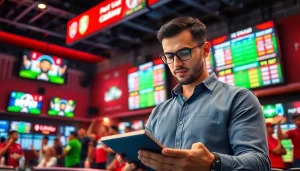 Menampilkan bandar bola parlay slot dengan bettor percaya diri di tengah lingkungan taruhan yang dinamis.