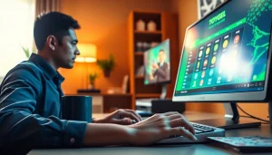 Menang dalam bandar togel online dengan pengguna berfokus pada layar komputer