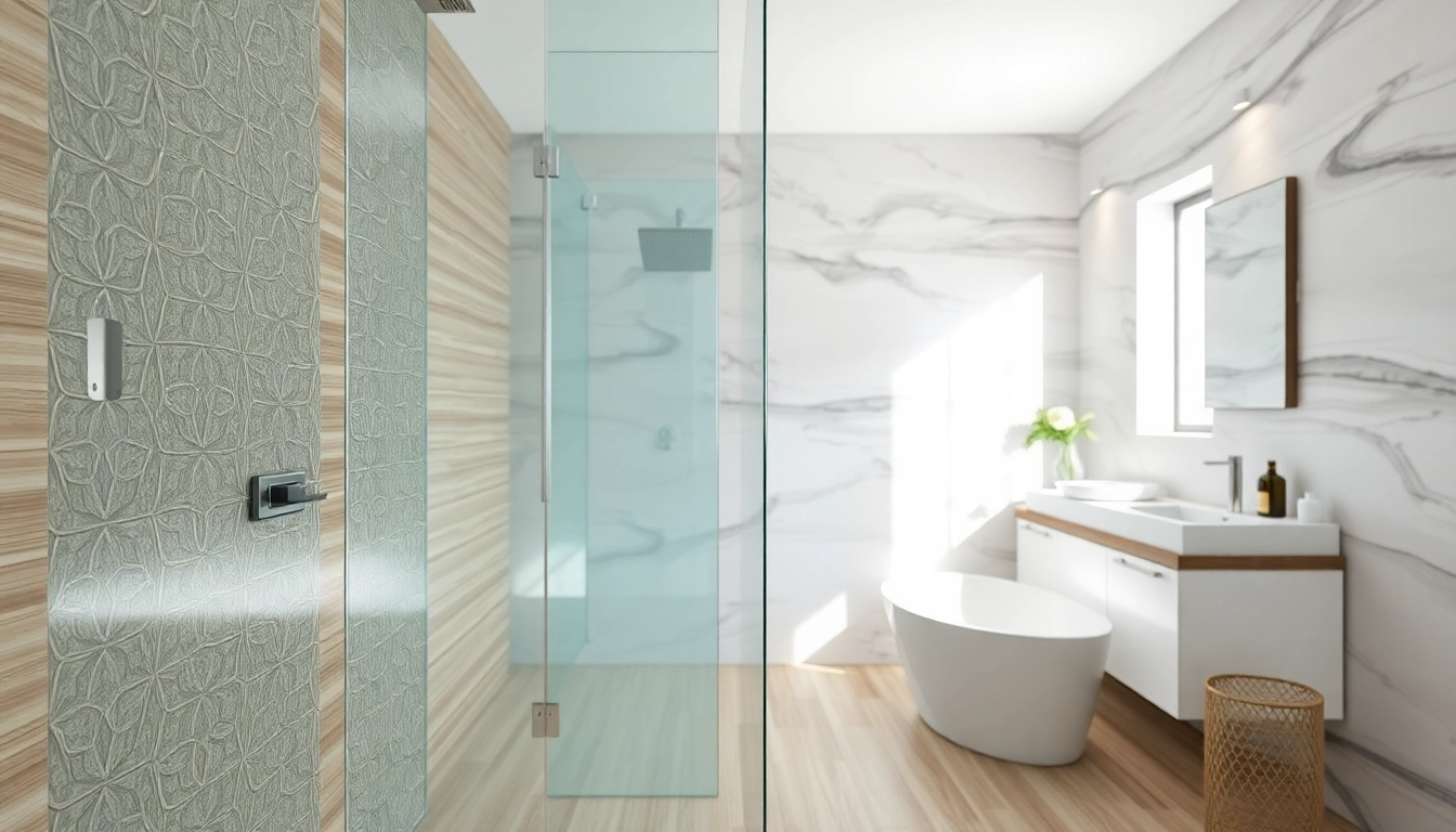 Paroi de douche élégante et moderne dans une salle de bain lumineuse.