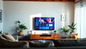 Experience seamless streaming with the iron tv pro in a modern living room setting.