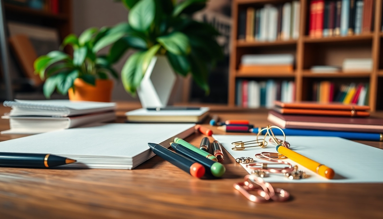 Explore artistic stationery uk items on a wooden desk with colorful notepads and tools.