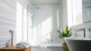 Sonni sanitär GmbH bietet hochwertige Duschkabinen in modernen Badezimmern an.