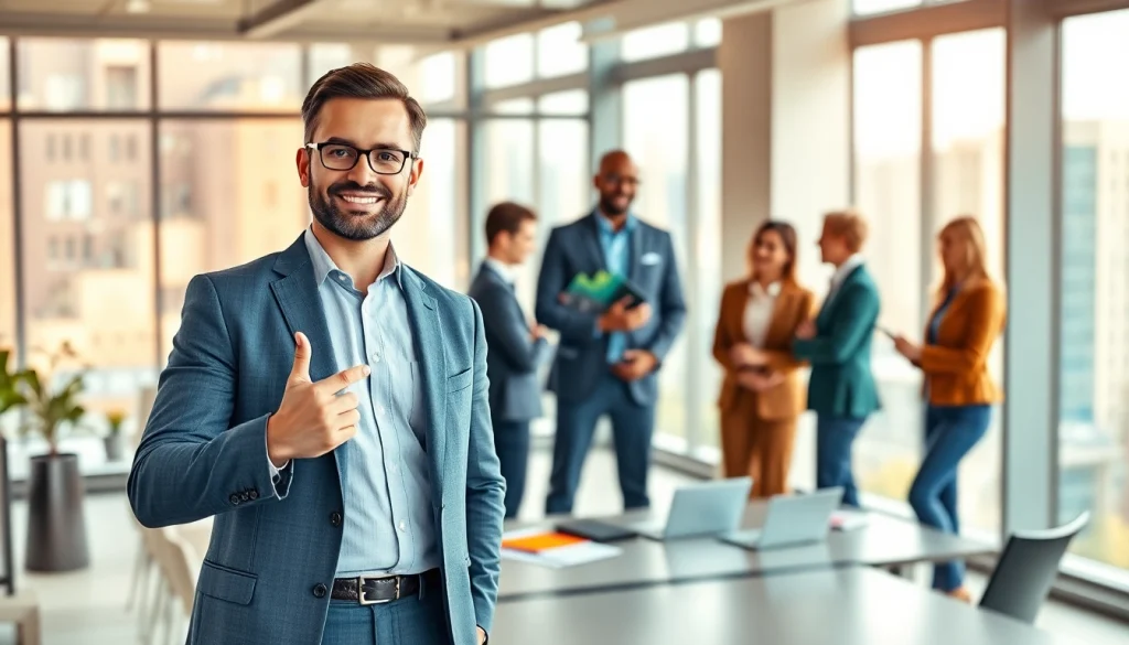Quickplus Business Consultants guiding a team in a modern office, promoting collaboration and strategy.
