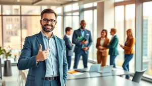 Quickplus Business Consultants guiding a team in a modern office, promoting collaboration and strategy.