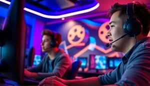 Player enjoying the domino88 live chat game in an engaging and vibrant gaming setup.