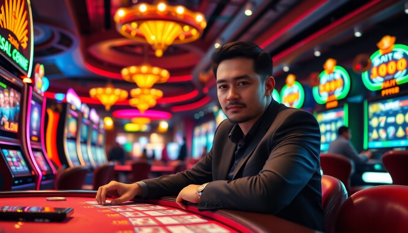 Momen mendebarkan saat bermain slot togel di kasino mewah yang ramai.