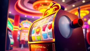 Menangkan permainan batman138 slot dengan suasana kasino yang berwarna-warni dan penuh semangat.