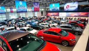 Experience the excitement at an auto cars show with vibrant new models and engaged audiences.