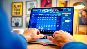 Bet players engaging with bandar togel online di depan laptop di rumah.