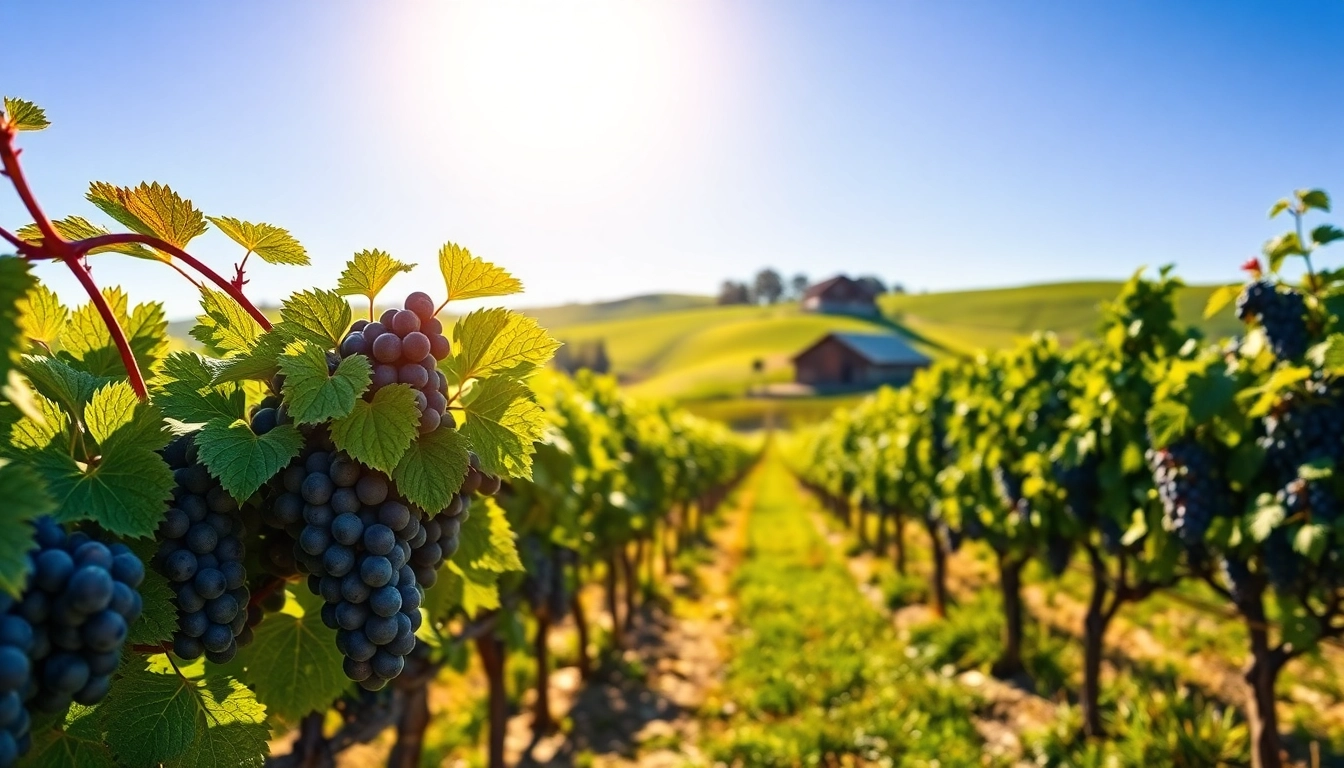 Enjoy the scenic beauty of Clarksburg wineries with lush vineyards under a bright blue sky.