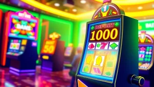Main slot deposit 1000 qris dengan mesin slot yang menarik dan suasana perjudian yang ceria.