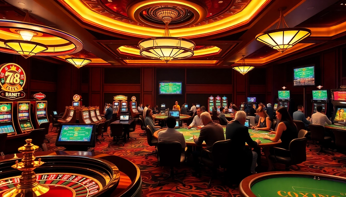 An interactive gaming experience at 79king2.sa.com featuring vibrant slot machines and excited players.