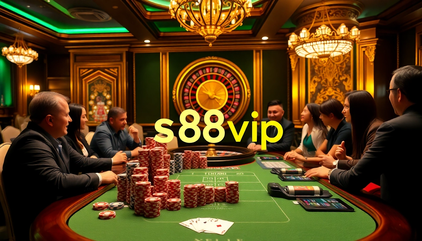 S88vip's exciting poker scene with vibrant chips and cards inviting high-stakes play.