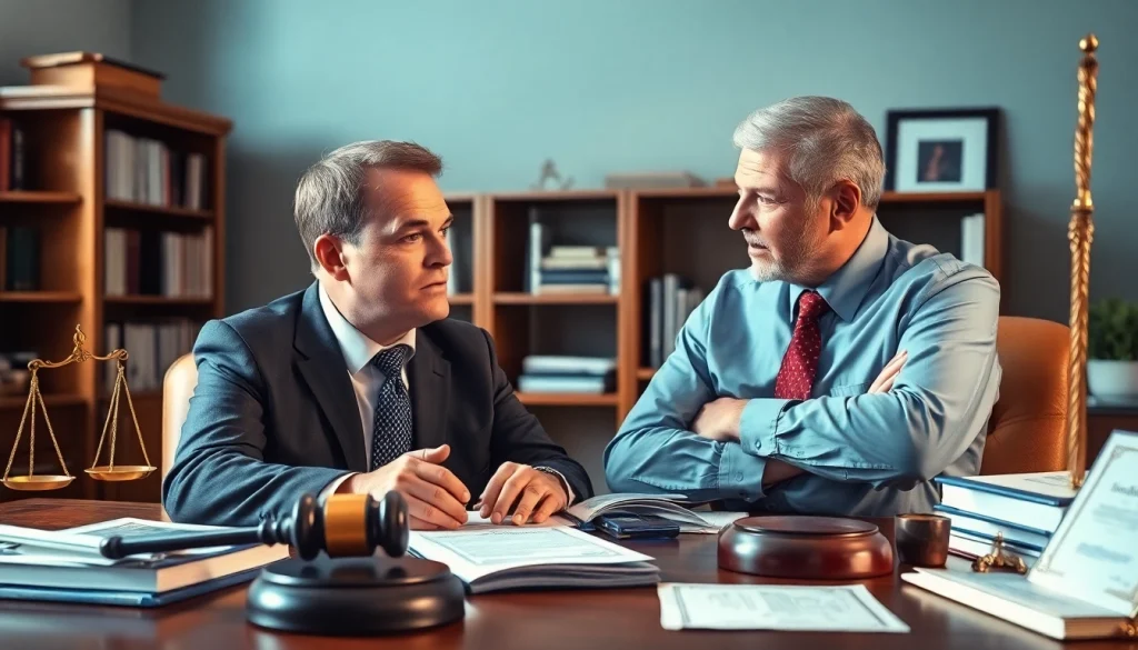 Consultation with an eminent domain lawyer providing legal advice to a homeowner.