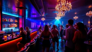 Experience the vibrant nightlife at Club sxm, showcasing stunning lights and energetic guests enjoying signature cocktails.