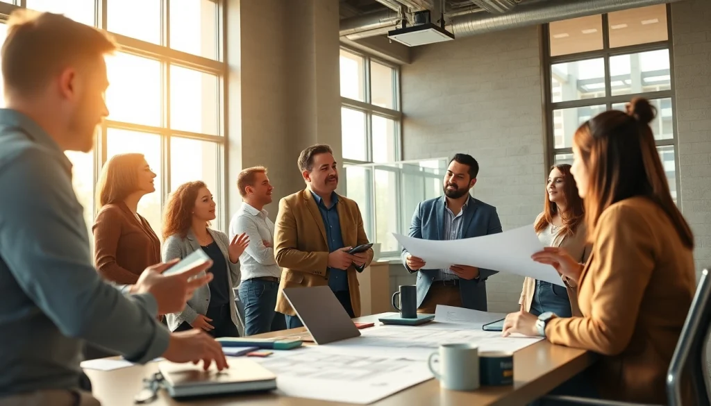 Discussing construction advocacy carolinas during a professional gathering in a vibrant office space.