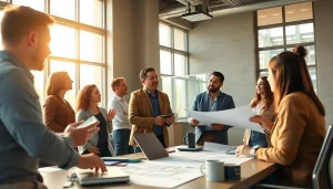 Discussing construction advocacy carolinas during a professional gathering in a vibrant office space.