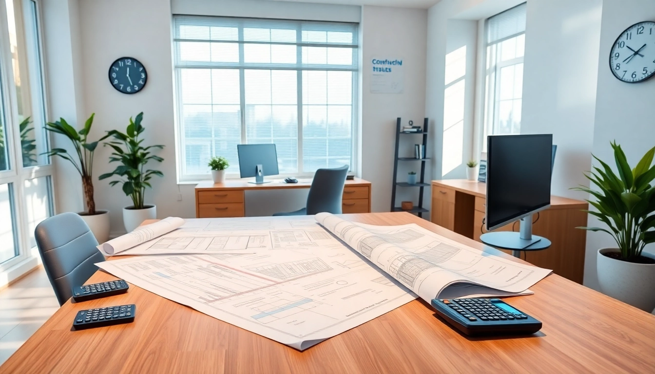 Biuro rachunkowe dla firmy budowlanej w nowoczesnym środowisku biurowym, prezentujące przyjazne i profesjonalne miejsce pracy.