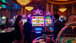 Experience the thrill of a slot bet 100 amidst vibrant casino excitement and luxury.