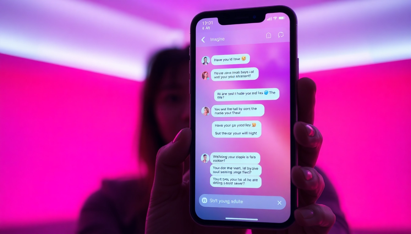 Engaging AI sexting chatbot conversation on a smartphone highlighting modern romance.