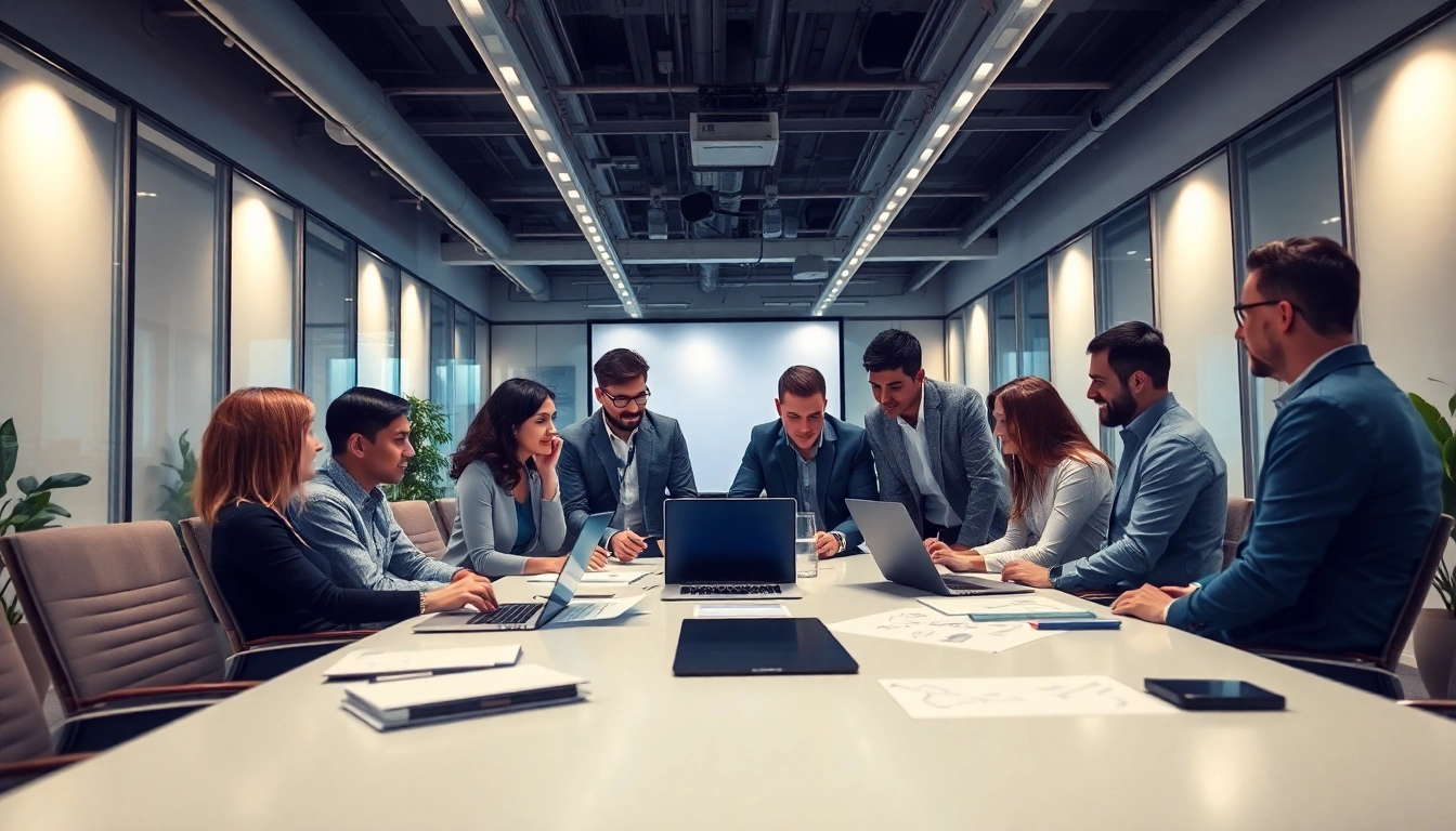 công ty thiết kế website professionals collaborating in a modern office