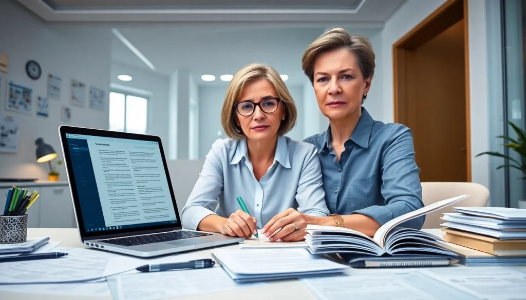 Professional translator at work, emphasizing the precision of tradução juramentada in a modern office.