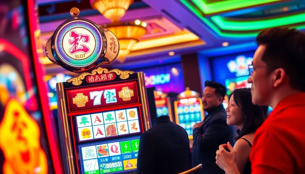 Bermain mahjong slot yang menarik dengan mesin penuh warna di kasino.