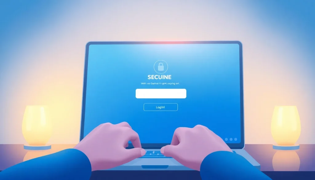 Secure bluevine login interface with a user entering their credentials on a laptop.