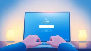 Secure bluevine login interface with a user entering their credentials on a laptop.