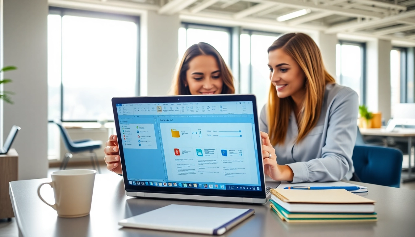 Collaboration on WPS下载 in a modern office setting with professionals.