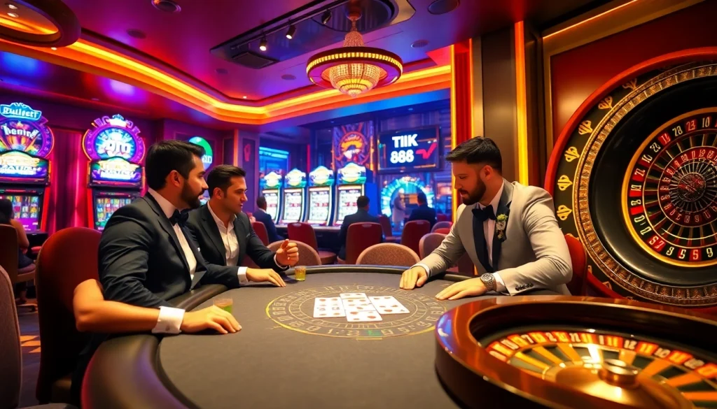 Trải nghiệm những pha hành động nghẹt thở tại Tik 88 khi người chơi đối đầu trong một ván poker đầy kịch tính tại một casino sang trọng.