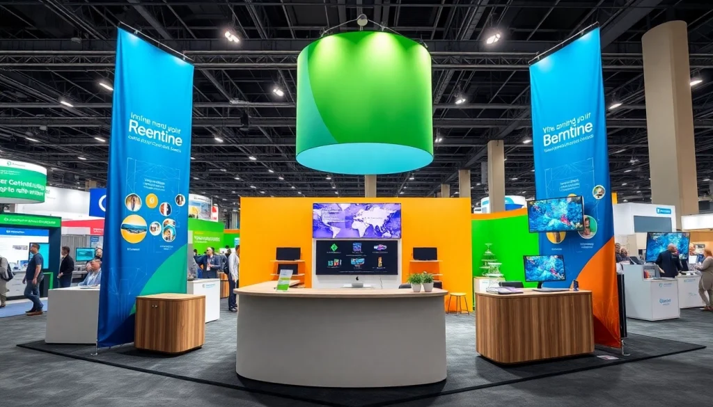 Engage at this professional trade show booth showcasing vibrant displays and inviting setup elements.