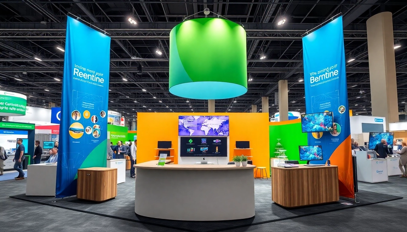 Engage at this professional trade show booth showcasing vibrant displays and inviting setup elements.