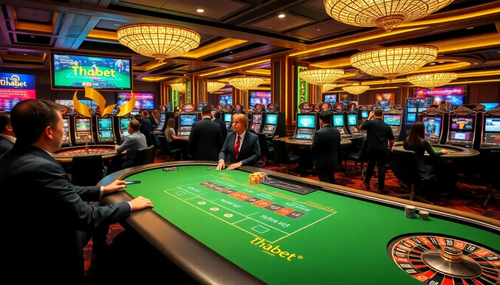 Thabet casino visitors enjoying lively gameplay at a luxurious gaming table.