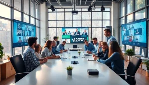 Visualize a team's creativity in a bustling video studio, showcasing the essence of a Creative Video Production Agency.