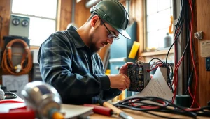 Electrician apprenticeship Hawaii trainee working with electrical systems in a professional setting.