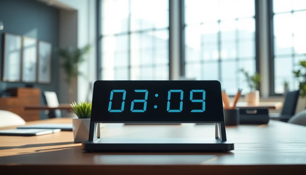 Engaging countdown erstellen online displayed on a digital device in a modern office setting.